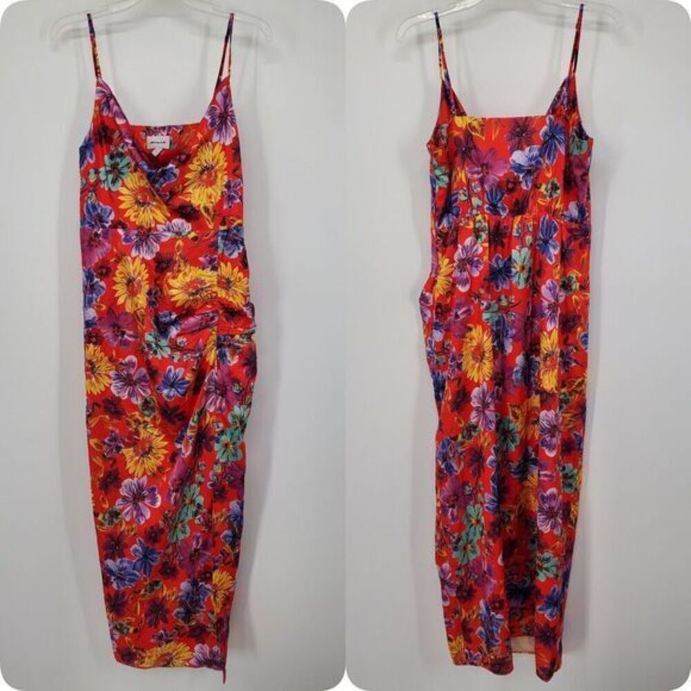 Women's Milly Lilliana Floral‎ Cowl Neck Satin Midi Dress Size 12 NWOT
